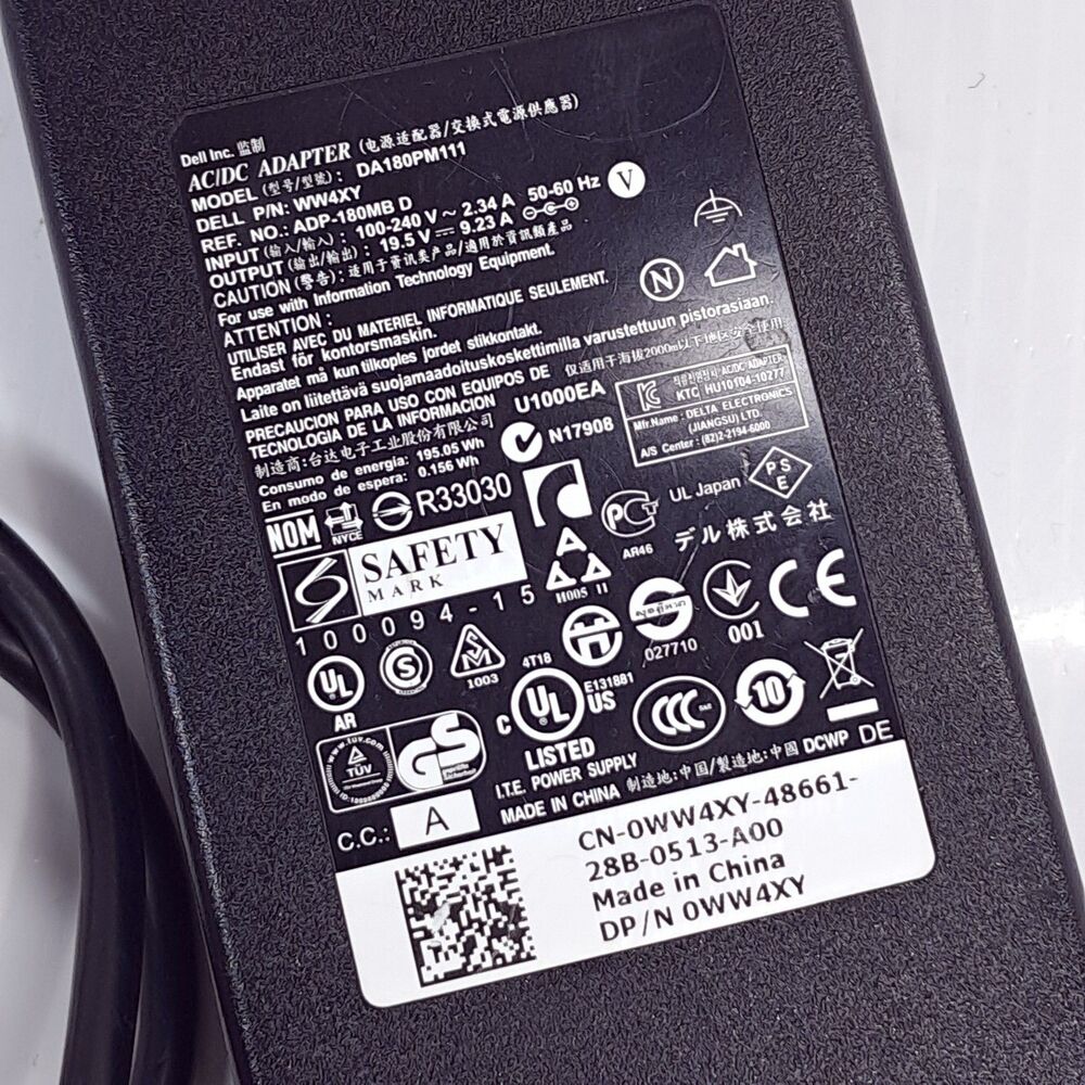 Dell da180pm111 AC Adapter 19.5V 2.34A Laptop Charger power cord Genuine oem